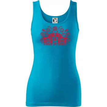 Dámské tričko Folklor - dva koně - Dámské tílko - 2XL ( Světlý tyrkys )