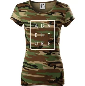 Dámské tričko Adventure obdelník - Dámské maskáčové triko - 2XL ( Hnědý maskáč )