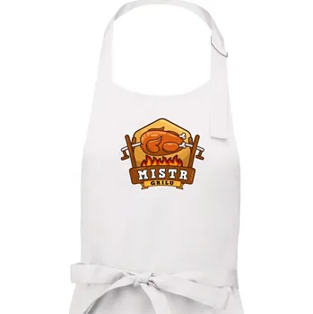Kuchyňská zástěra Mistr grilu kuře - Pánská zástěra na vaření - Univerzální velikost ( Bílá )