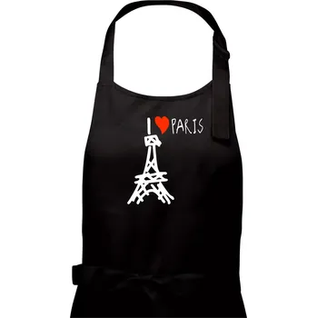 Kuchyňská zástěra I love Paris - Pánská zástěra na vaření - Univerzální velikost ( Černá )