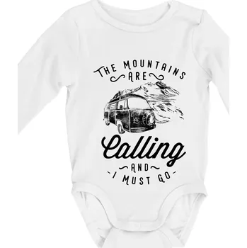 The Mountains Are Calling obytňák - Body kojenecké s dlouhým rukávem - Dlouhý r. do 3 měs ( Bílá )