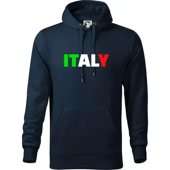 Pánská mikina Italy Nápis - Mikina pánská Cape s kapucí - 4XL ( Námořní modrá (velmi tmavá - téměř černá) )