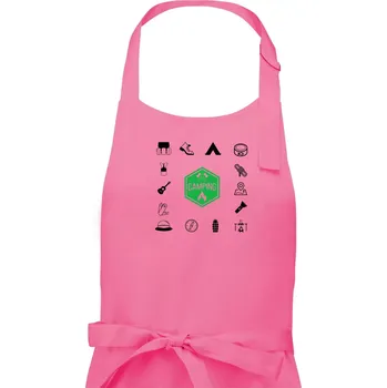 Kuchyňská zástěra Kempování symboly - Pánská zástěra na vaření - Univerzální velikost ( Růžová )