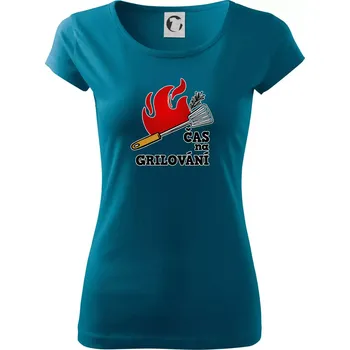 Dámské tričko Čas na grilování - Dámské triko Pure - L ( Petrolejová )