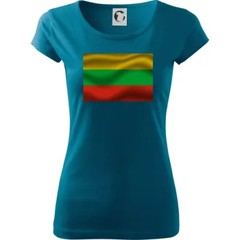 Dámské tričko Litva vlajka obdélník - Dámské triko Pure - XS ( Petrolejová )