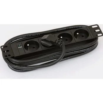 Rozvaděč 10" Rozvodný panel 4x230V. 2m kabel 1U černý