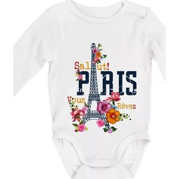 Kojenecké oblečení Paris salut vous revez - Body kojenecké s dlouhým rukávem - Dlouhý r. do 3 měs ( Bílá )