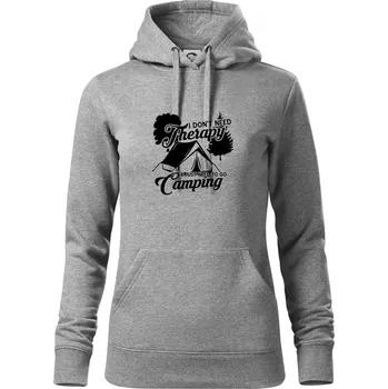 Dámská mikina I don't need therapy camping - Mikina dámská Cape s kapucí - L ( Tmavě šedý melír )