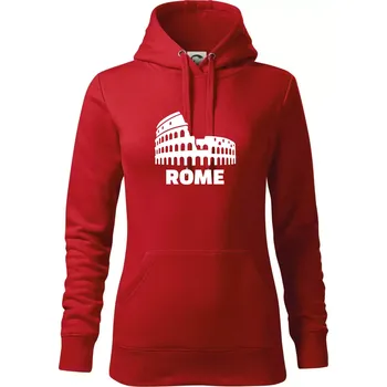 Dámská mikina Italy Koloseum Rome - Mikina dámská Cape s kapucí - M ( Červená )