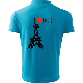 Pánská košile I love Paris - Polokošile pánská Pique Polo 203 - 5XL ( Světlý tyrkys )