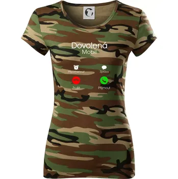 Dovolená volá - Dámské maskáčové triko - L ( Hnědý maskáč )