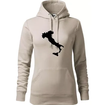 Dámská mikina Itálie obrys - Mikina dámská Cape s kapucí - XS ( Ledově šedá )