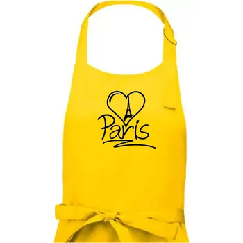 Kuchyňská zástěra Srdce Paris - Dámská zástěra na vaření - Univerzální velikost ( Žlutá )