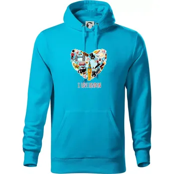 Pánská mikina London turistic - Mikina pánská Cape s kapucí - 5XL ( Světlý tyrkys )