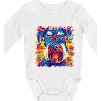 Knírač barevný styl 70s - Body kojenecké s dlouhým rukávem - Dlouhý r. do 3 měs ( Bílá )