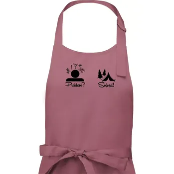 Kuchyňská zástěra Problem? Solved! - Kempování - Dámská zástěra na vaření - Univerzální velikost ( Starorůžová )