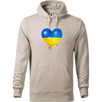 Pánská mikina Ukrajina srdce vlajka - Mikina pánská Cape s kapucí - 4XL ( Ledově šedá )