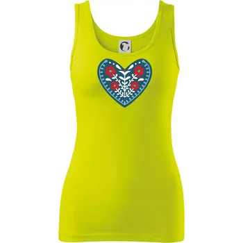 Dámské tričko Folklor - srdce modré plné - Dámské tílko - M ( Limetková )