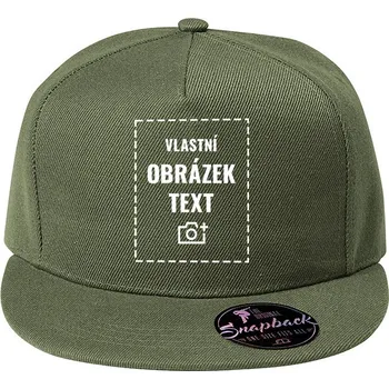 Kšiltovka Kšiltovka snapback s vlastním potiskem, Barva Khaki, Velikost 20,5×11 cm , Canvas Kšiltovka snapback Bezvatriko.cz