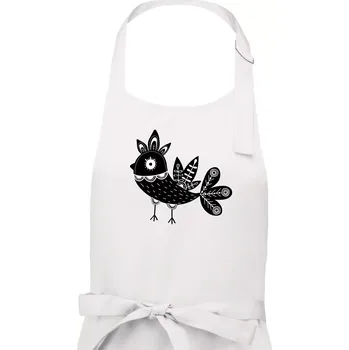 Kuchyňská zástěra Ptáček černobílý folklór - Pánská zástěra na vaření - Univerzální velikost ( Bílá )