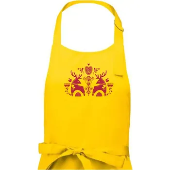 Kuchyňská zástěra Folklor - dva jeleni - Dámská zástěra na vaření - Univerzální velikost ( Žlutá )