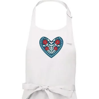 Kuchyňská zástěra Folklor - srdce modré plné - Pánská zástěra na vaření - Univerzální velikost ( Bílá )