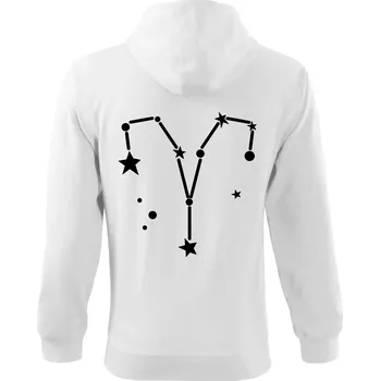 Pánská mikina Souhvězdí - Aries - Beran - Mikina s kapucí na zip trendy zipper - L ( Bílá )