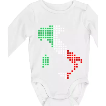 Kojenecké oblečení Itálie obrys vlajka - Body kojenecké s dlouhým rukávem - Dlouhý r. 6-12 měs ( Bílá )