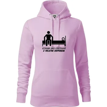 Dámská mikina Vstávám jako elektrikář s velkým odporem - Mikina dámská Cape s kapucí - L ( Orchid )