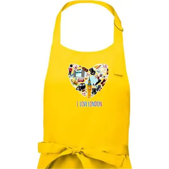 Kuchyňská zástěra London turistic - Dámská zástěra na vaření - Univerzální velikost ( Žlutá )