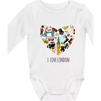 Kojenecký body London turistic - Body kojenecké s dlouhým rukávem - Dlouhý r. do 3 měs ( Bílá )