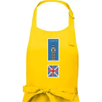 Kuchyňská zástěra Londýn známka barevná - Dámská zástěra na vaření - Univerzální velikost ( Žlutá )