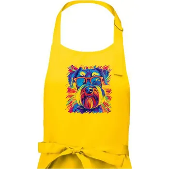 Kuchyňská zástěra Knírač barevný styl 70s - Dámská zástěra na vaření - Univerzální velikost ( Žlutá )