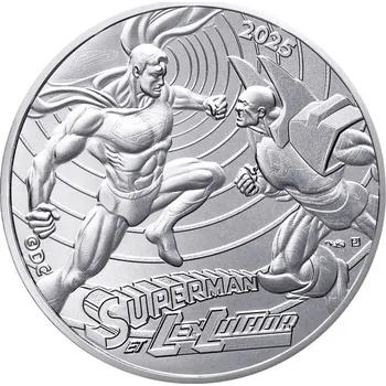 Stříbrná mince Superman a Lex Luthor – Francie 2025, 10 eur