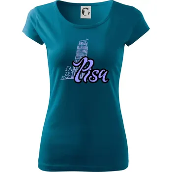 Dámské tričko Pisa Lettering - Dámské triko Pure - L ( Petrolejová )