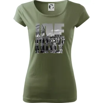 Dámské tričko Love italy - colosseum - Dámské triko Pure - 2XL ( Khaki )