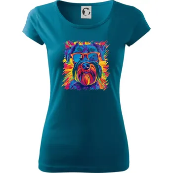 Knírač barevný styl 70s - Dámské triko Pure - XS ( Petrolejová )