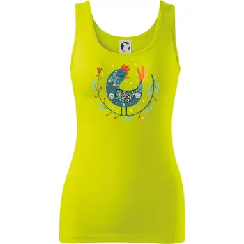 Folklor - slepice s kopretinou - Dámské tílko - M ( Limetková )