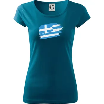 Dámské tričko Řecko vlajka - Dámské triko Pure - 2XL ( Petrolejová )
