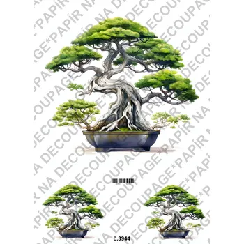 Výtvarný papír Rýžový a soft papír na decoupage - Bonsaj - KB03944 Materiál: Rýžový papír, Rozměr: A4