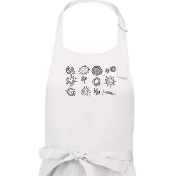 Kuchyňská zástěra Set bakterií - Pánská zástěra na vaření - Univerzální velikost ( Bílá )