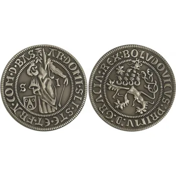 Mincovna Dukát Jáchymovský čtvrt-tolar, replika mince z alpaky s patinou, 28,3 mm