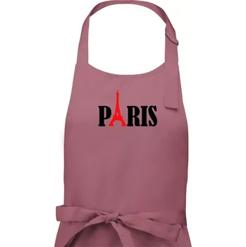 Kuchyňská zástěra Paris nápis Eiffelova věž - Dámská zástěra na vaření - Univerzální velikost ( Starorůžová )