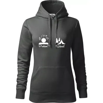 Dámská mikina Problem? Solved! - Kempování - Mikina dámská Cape s kapucí - 2XL ( Tmavá břidlice (šedá se zeleným nádechem) )