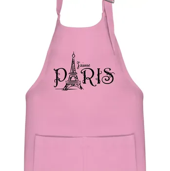 Kuchyňská zástěra Paris nápis Eiffelovka rovný - Dětská zástěra na vaření - Univerzální velikost ( Růžová )