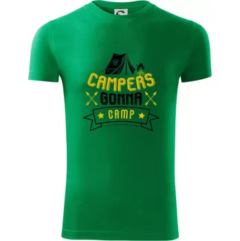Pánské tričko Campers gonna camp - Viper FIT - Pánské zůžené tričko - S ( Středně zelená )