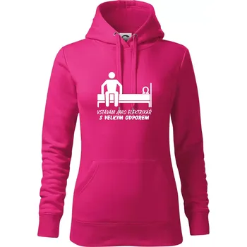 Dámská mikina Vstávám jako elektrikář s velkým odporem - Mikina dámská Cape s kapucí - M ( Purpurová )