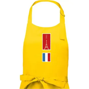 Kuchyňská zástěra Paříž známka barevná - Dámská zástěra na vaření - Univerzální velikost ( Žlutá )