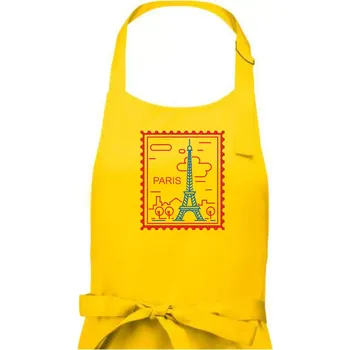 Kuchyňská zástěra Paříž známka jednoduchá - Dámská zástěra na vaření - Univerzální velikost ( Žlutá )