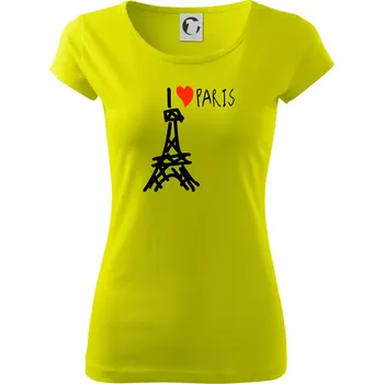 Dámské tričko I love Paris - Dámské triko Pure - S ( Limetková )